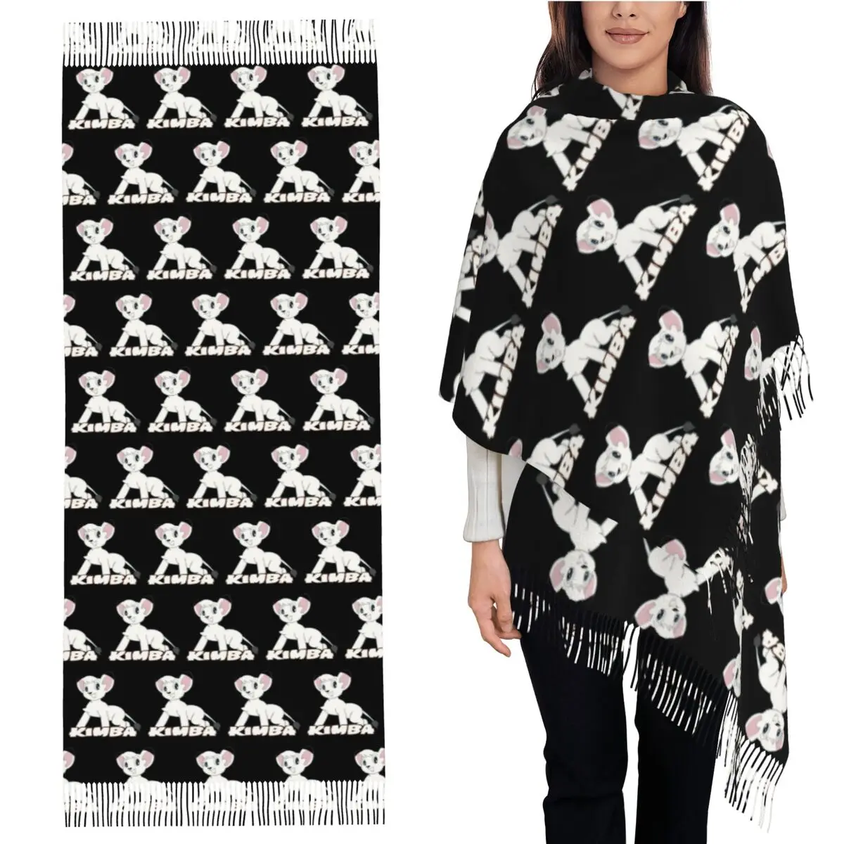 

Kimba White Lion Scarf Tassel Scarves for Women Soft Warm Shawls and Wraps Large Fall Winter Shawl Wrap