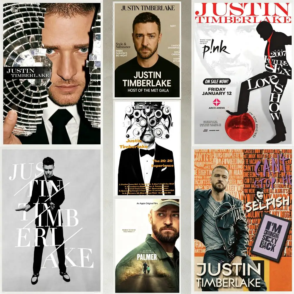 Musik Justin Timberlake Poster HD Wasserfest Selbstklebender Kunstdruck Wanddekoration für Schlafzimmer Wohnzimmer Geschenk