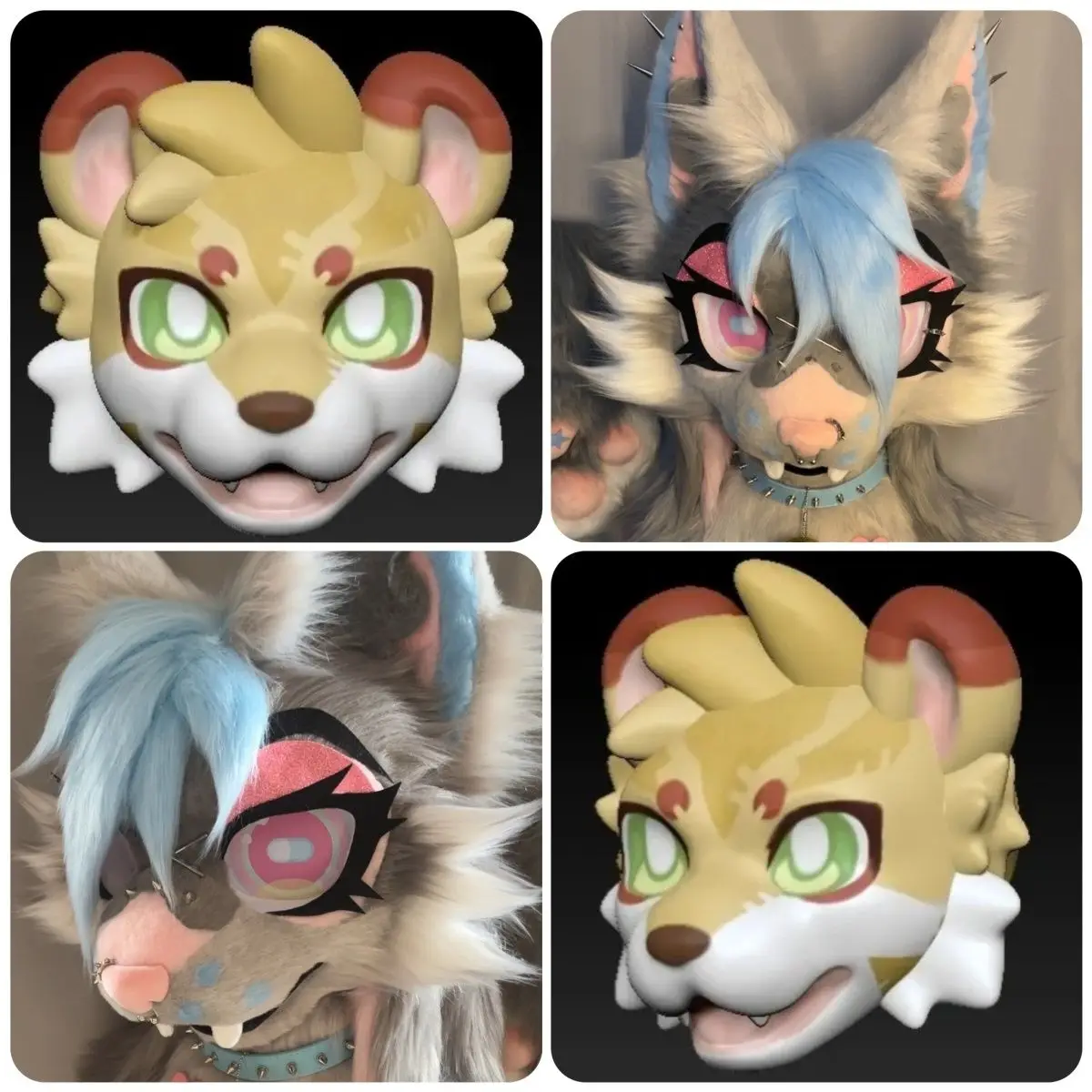 

3D печать, реалистичный стиль, меховой костюм Kemono, повязка на голову, пушистые костюмы для косплея, аксессуары, базовая маска кигуруми для косплея