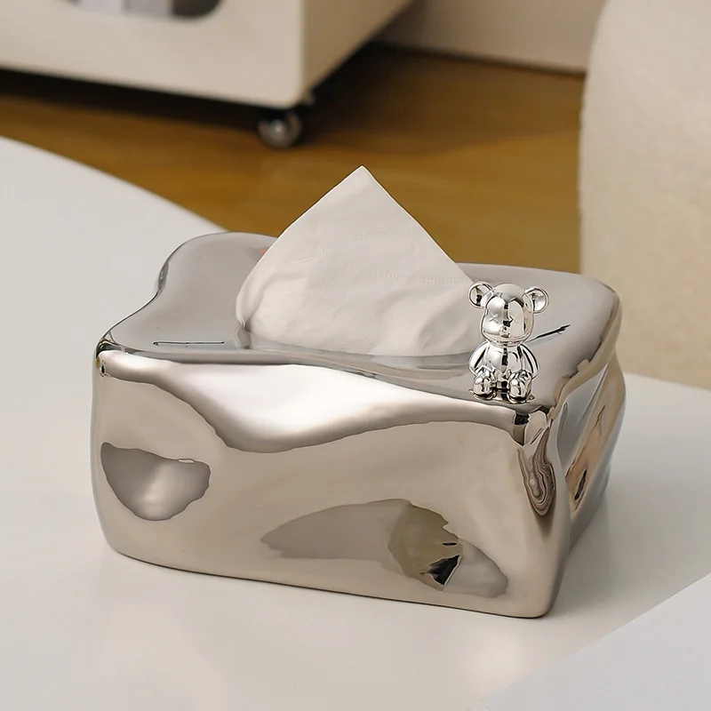 Creative Glacier Ceramic Tissue Box Premium Luxury Unique Tissue Holder for Living Room Coffee Table Desktop Home Decor view 5