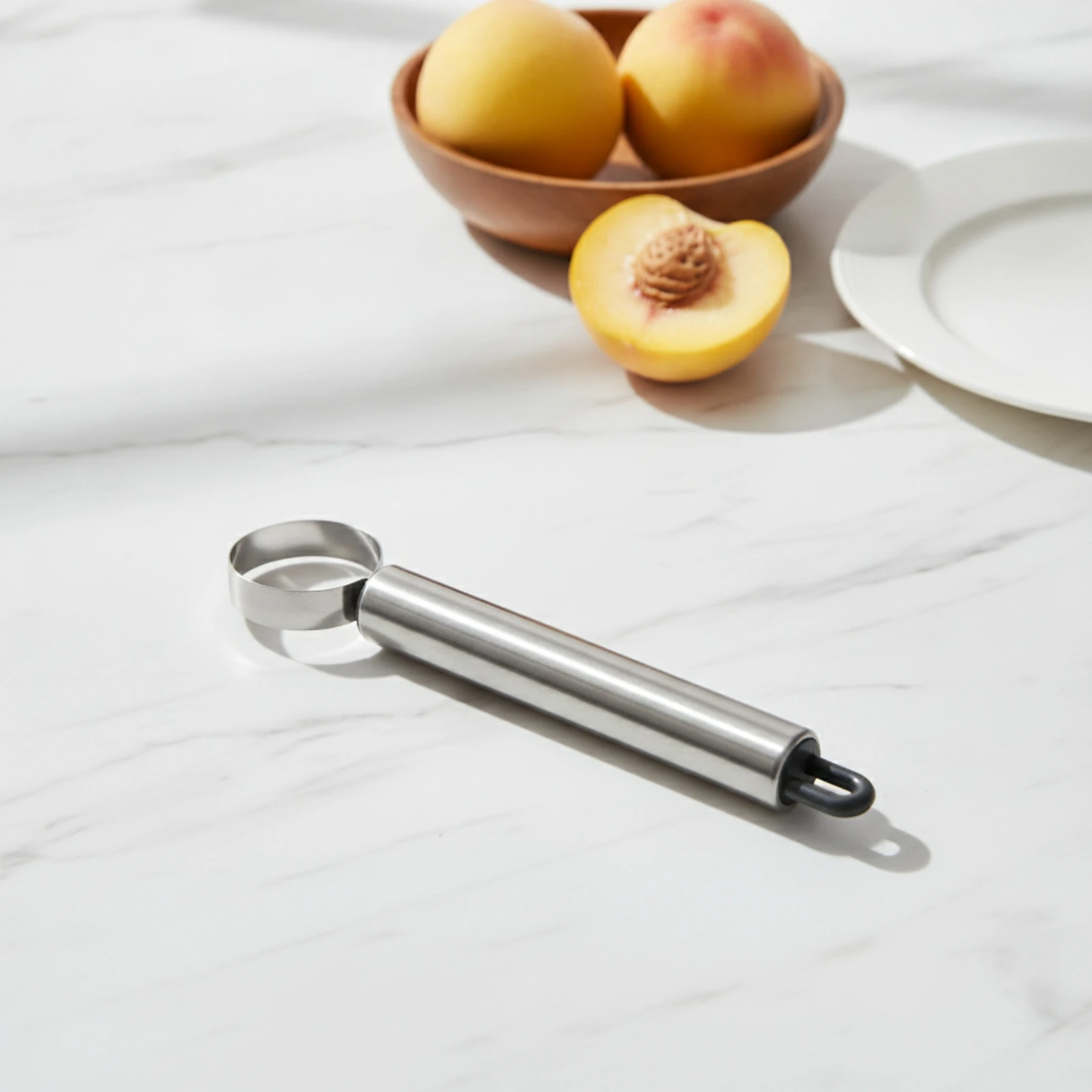 Stone Fruit Pitter Long-Lasting Stainless Steel Fruit Pitting Tool Peach Pitting Tool Ergonomic Compact for Home Kitchen