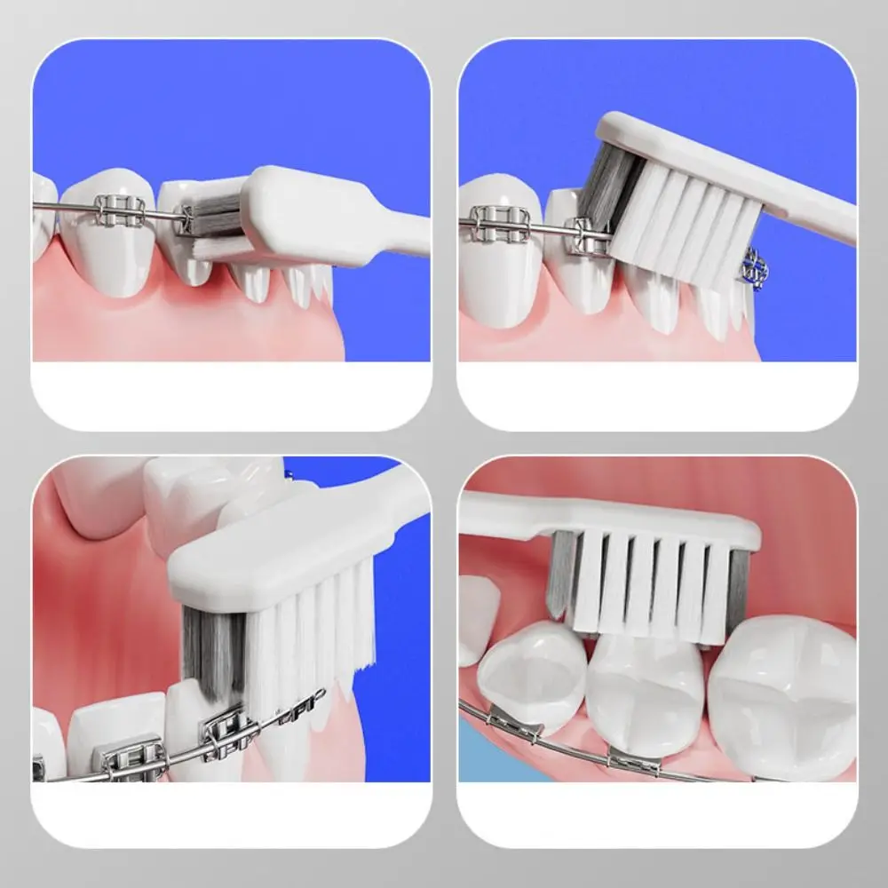 

3 шт. складная ортодонтическая зубная щетка для чистки зубов межзубная тонкая шерстяная головка зубной щетки плоская глубокая чистка