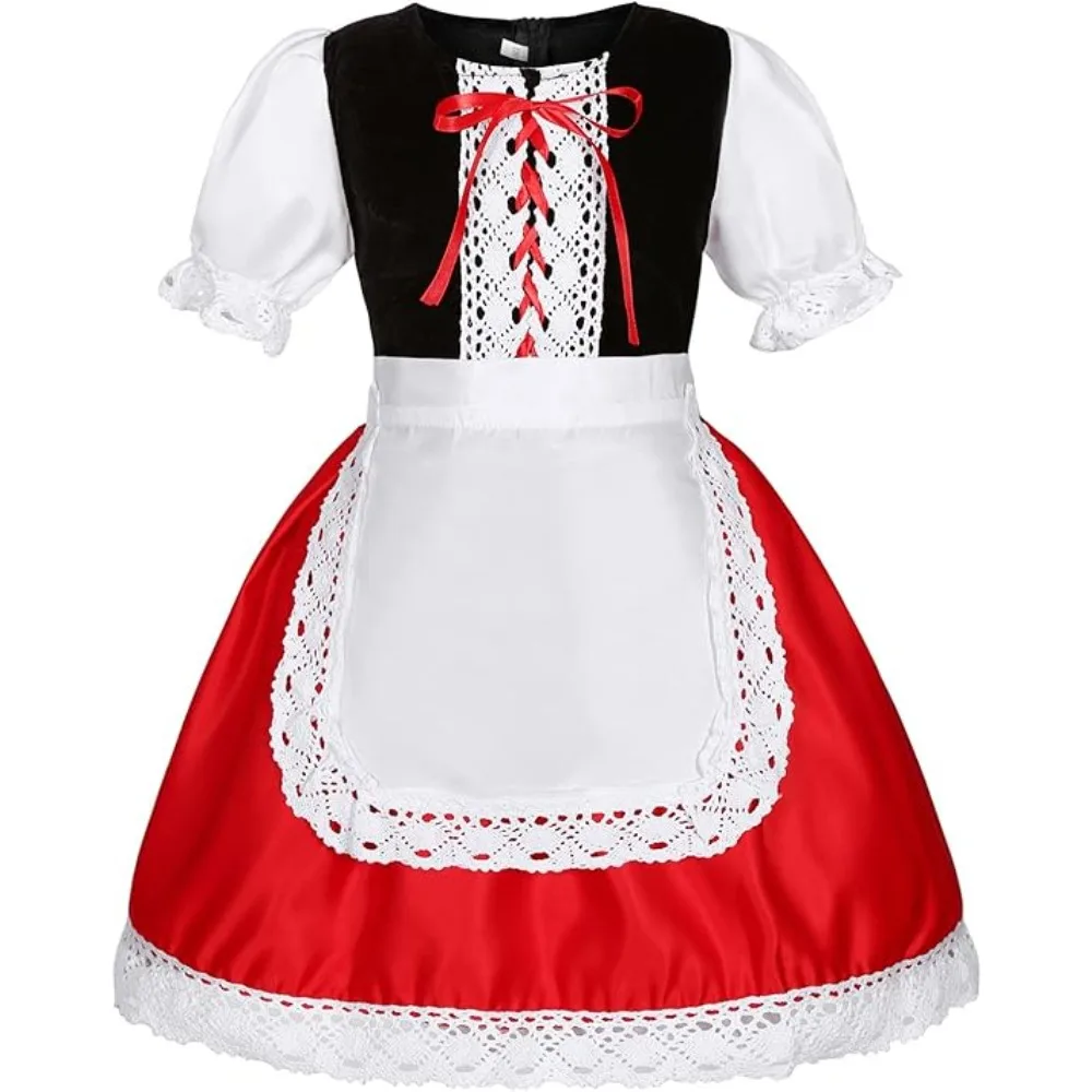 Little Red Riding Hood Girl Costume Children's Halloween Fairy Tale Storybook Cosplay Princess Dress Dress Hooded Cape