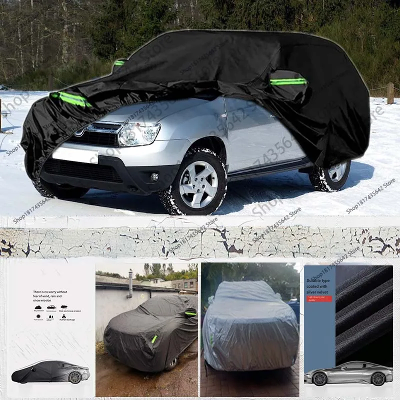 

Защитный полный автомобильный чехол для Dacia Duster 2010-2023, водонепроницаемый, ветрозащитный, уличный, с полным покрытием, солнцезащитный козырек, пылезащитный