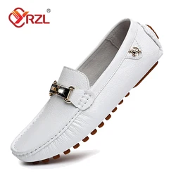 Mocasines blancos YRZL, mocasines de cuero PU hechos a mano para hombre, zapatos planos informales para conducir, mocasines cómodos de lujo sin cordones, mocasines talla 48, zapatos para hombre