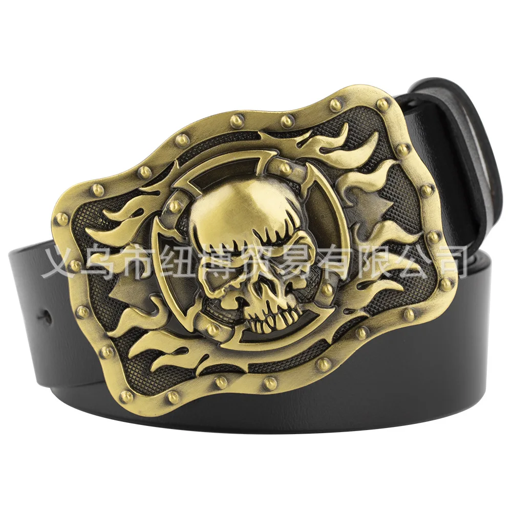 Hell Ghost Skull fibbia per cintura in lega quadrata Grim Reaper Pattern Street Youth accessori per feste in moto