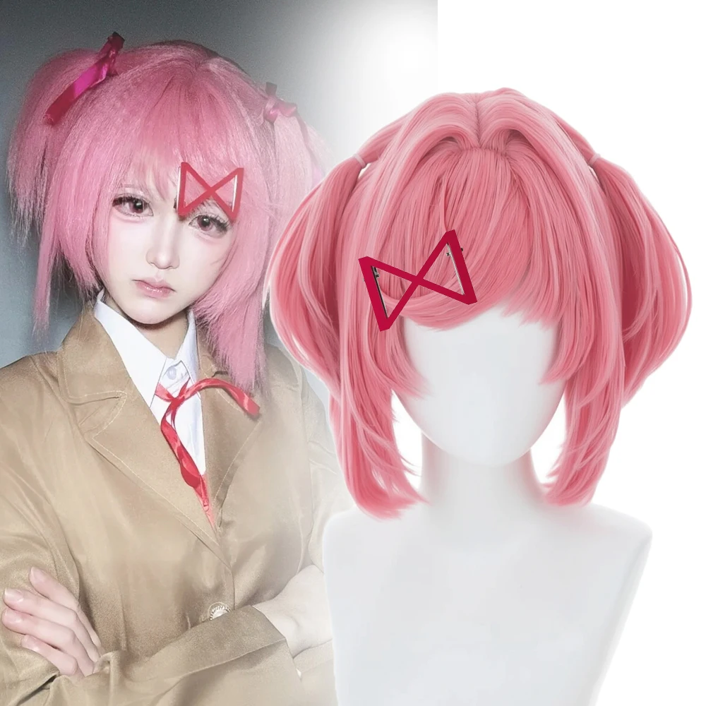 Perruque de Cosplay Anime Natsuki pour femmes, ensemble de perruque synthétique résistante à la chaleur avec épingles à cheveux et accessoires de tête, idéal pour Halloween