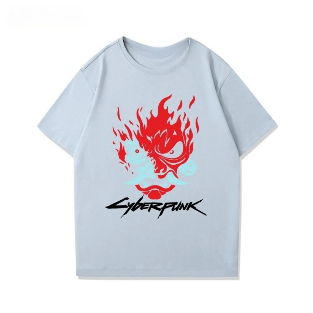 تي شيرت رجالي صيفي أنيق مطبوع عليه Ghost Warrior ناعم ومريح برقبة دائرية يسمح بمرور الهواء في الهواء الطلق في المدينة High Street Top #5