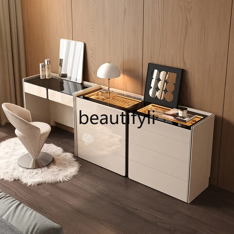 

Italian light luxury six-chest cabinet dresser integrated bedroom makeup table bedside storage locker