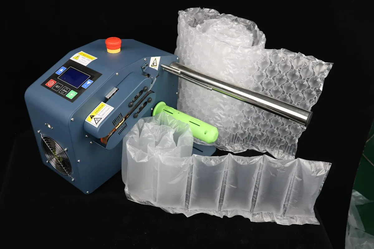 E-commerce Cushion Packaging Shipment Buffer Protection Air Pillow Bubble Roll Wrap Machine From China Air Cushion Machine Plant