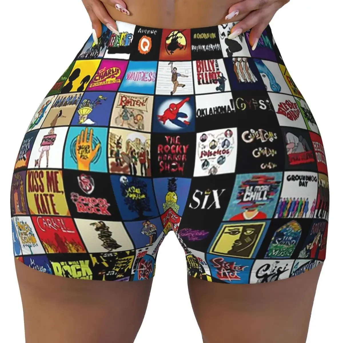 Custom Broadway Musical Theatre Logos - Hand Drawn Yoga Shorts Women Gym Workout Running Athletic Volleyball Biker Shorts