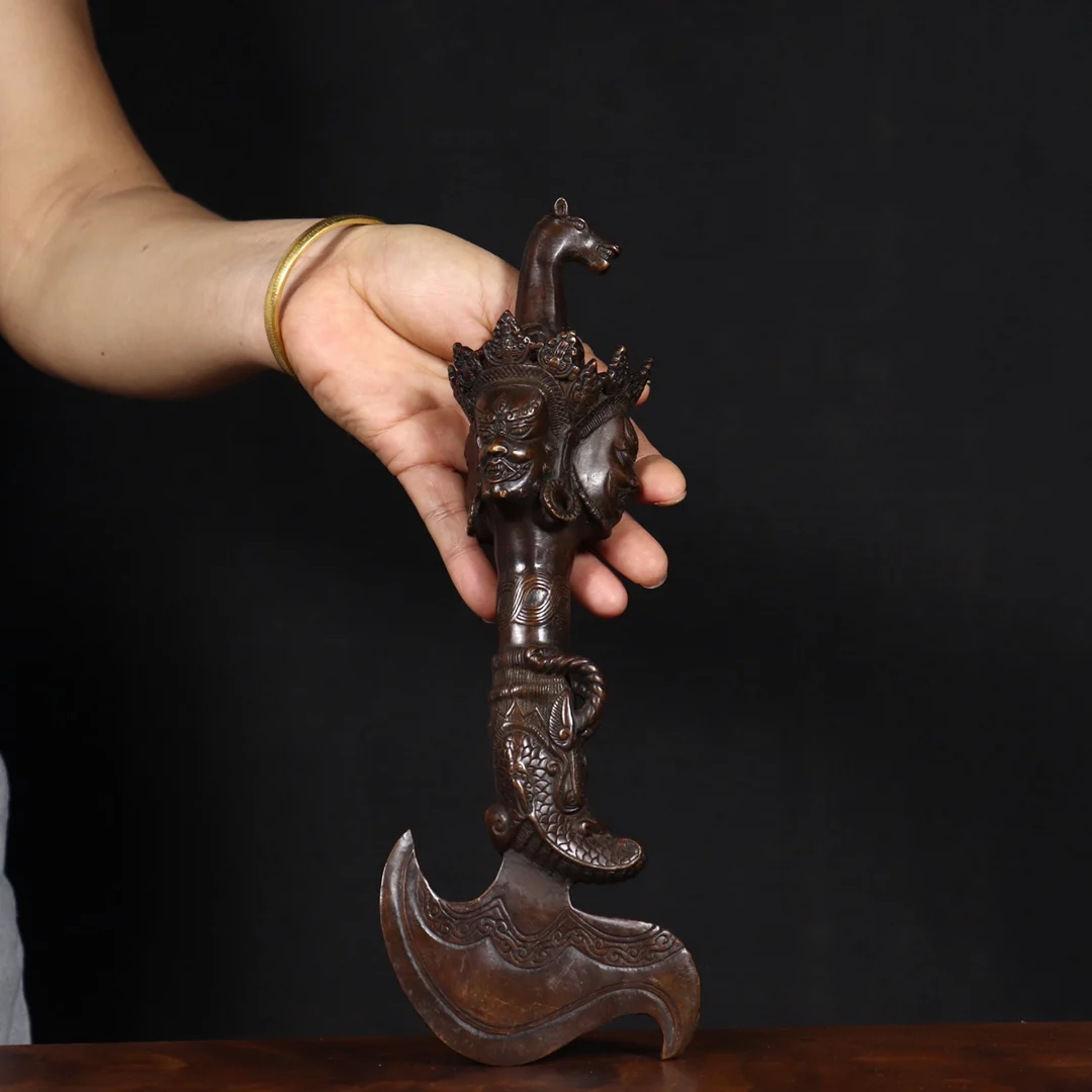 28CM  Metal bronze statue The copper esoteric Buddhist instrument, the demon slaying pestle, has a superior appearance