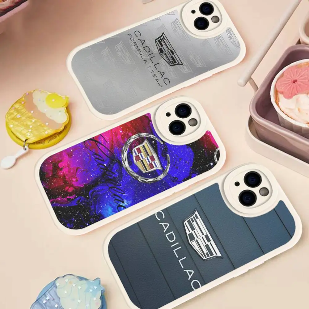 C-CadillacS Car Phone Case For iPhone 16 15 14 13 12 11 Pro Max Plus Leather Soft Cover