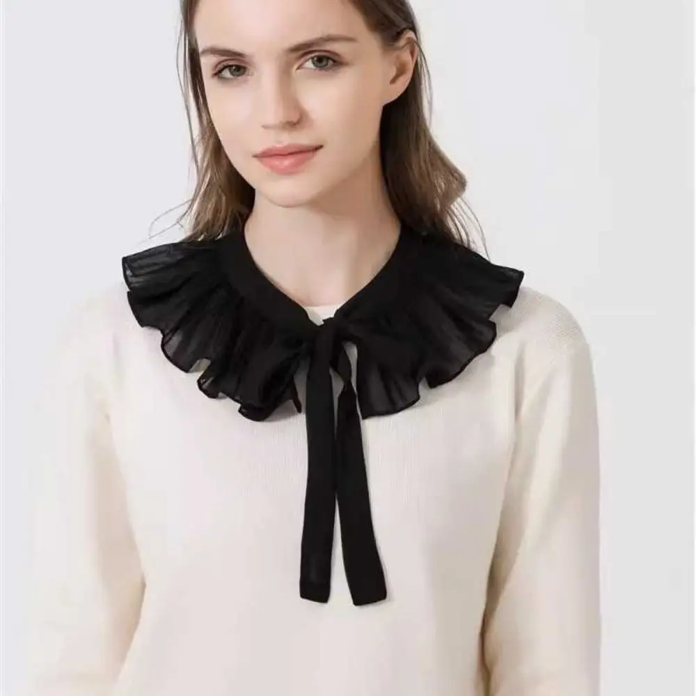 Fashion Removable Lace Frill False Collar Laced up Versatile Fake Collar Shoulder Wraps Cape Dress Shirt Decoration