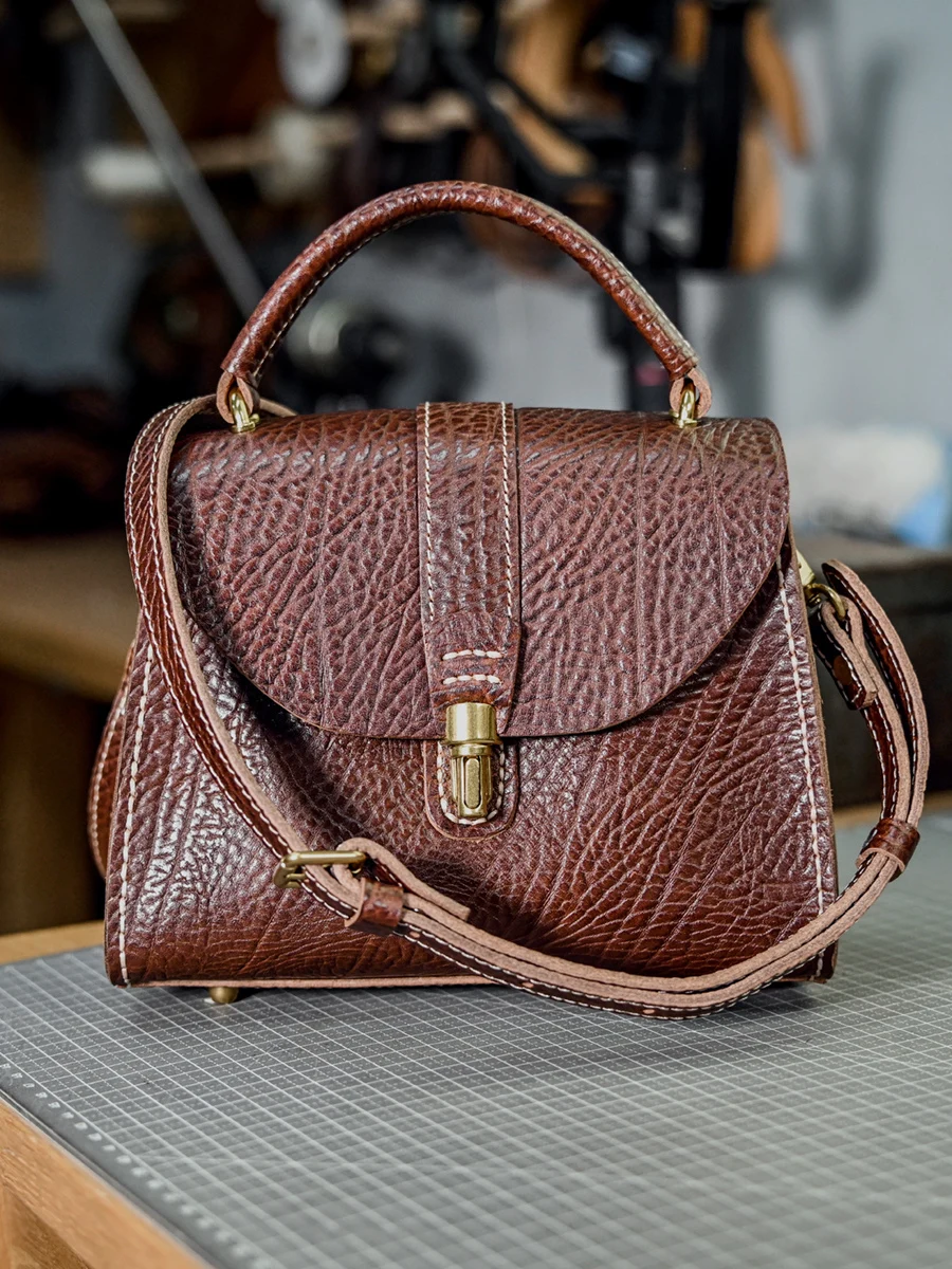 

PNDME fashion casual designer handmade genuine leather women's handbag vintage luxury first layer cowhide shoulder crossbody bag