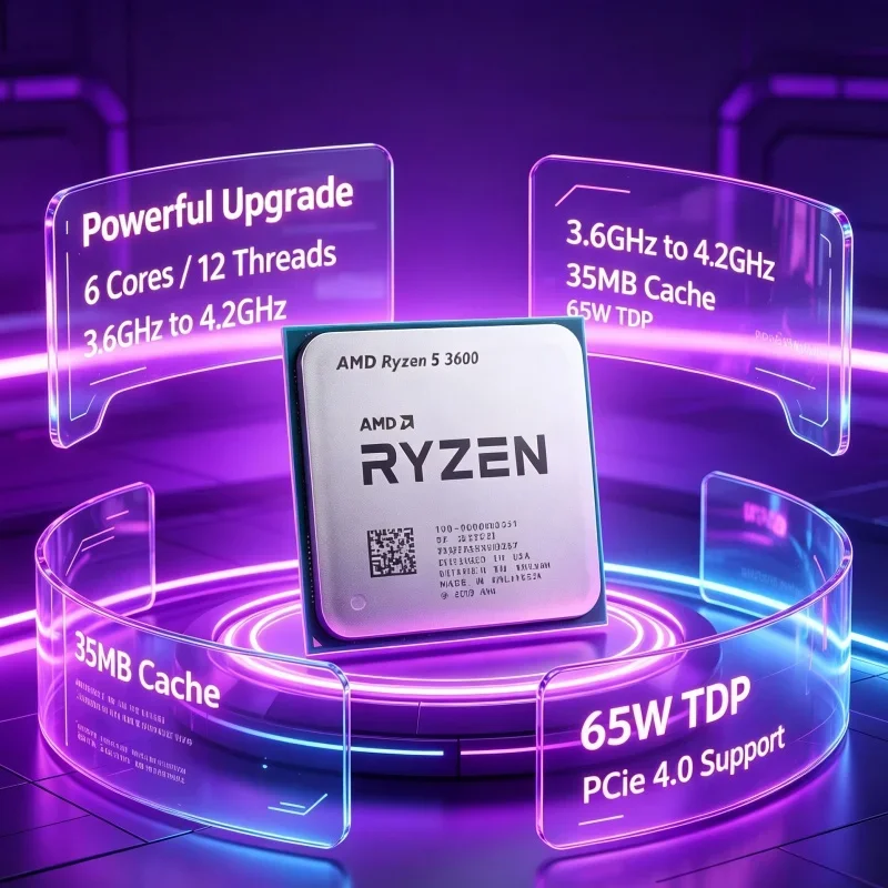 R5 3600 3.6GHz 6 Core 12 Thread 7nm 65W 32MB L3 AM4 CPU Desktop Processor Gaming Streaming