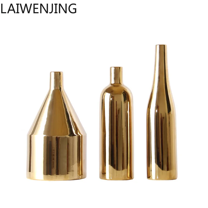 SGF Nordic gold electroplating handicrafts ceramic vase home decoration ornament