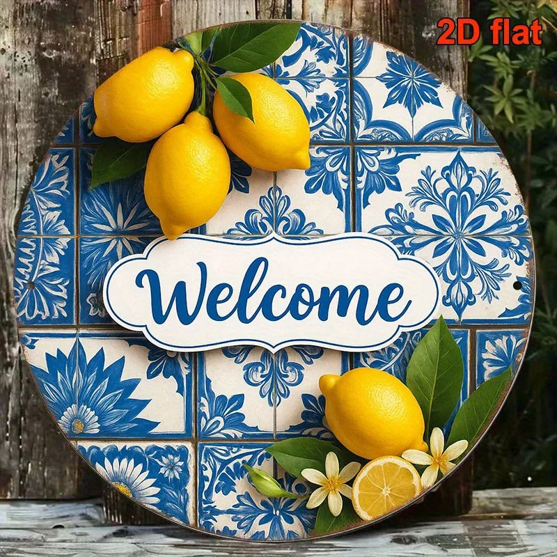 2D Flat,  Round French Aluminum Sign, 