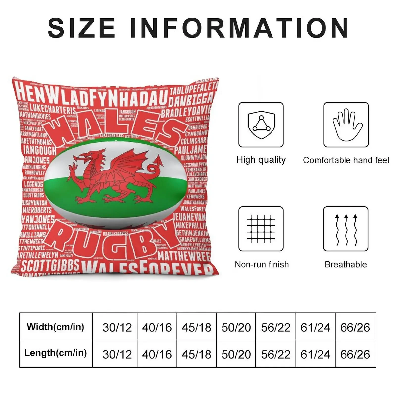 Wales Rugby Legends Throw Pillow Custom Cushion Photo Cushions For Sofa pillow