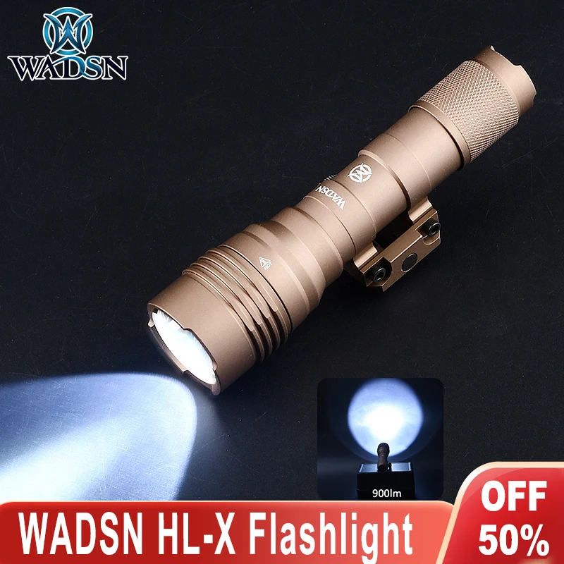 WADSN HL-X Tactical Airsoft Hunting LED Scout Light 900lm Super Bright Flashlight With Dual Function Press Switch Fit 20MM Rail