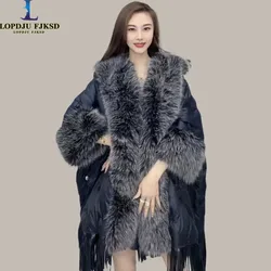 Duck Down Jackets for Women,Covered Button Coat,England Style Windbreaker,Fur Collar,Winter, New,2024