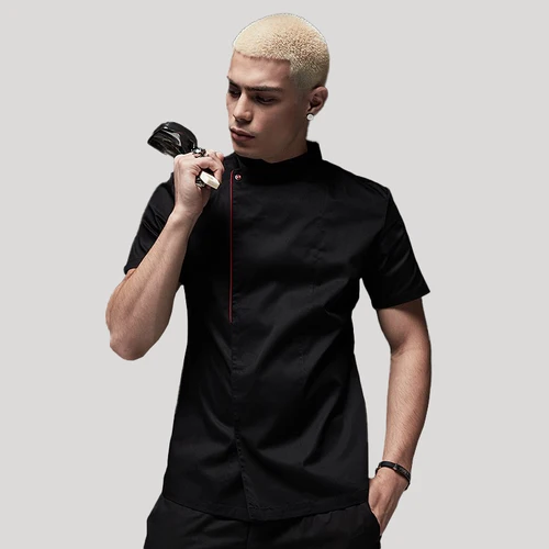 Uniforme de Chef profesional para hombre, chaqueta de cocina, servicio de comida, restaurante, cocina, abrigo de cocinero, ropa de trabajo, camisa de camarero de cafetería