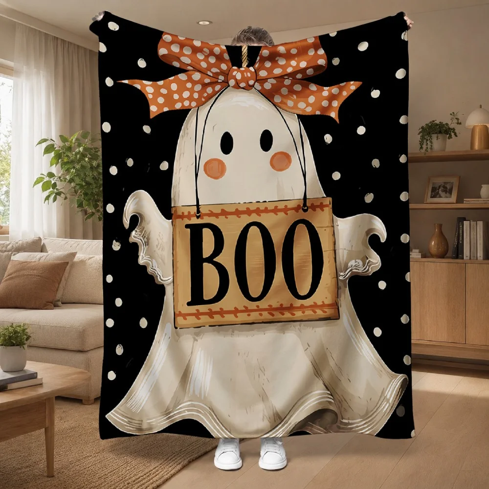 1pc Boo Ghost Polka Dot Halloween Throw Blanket