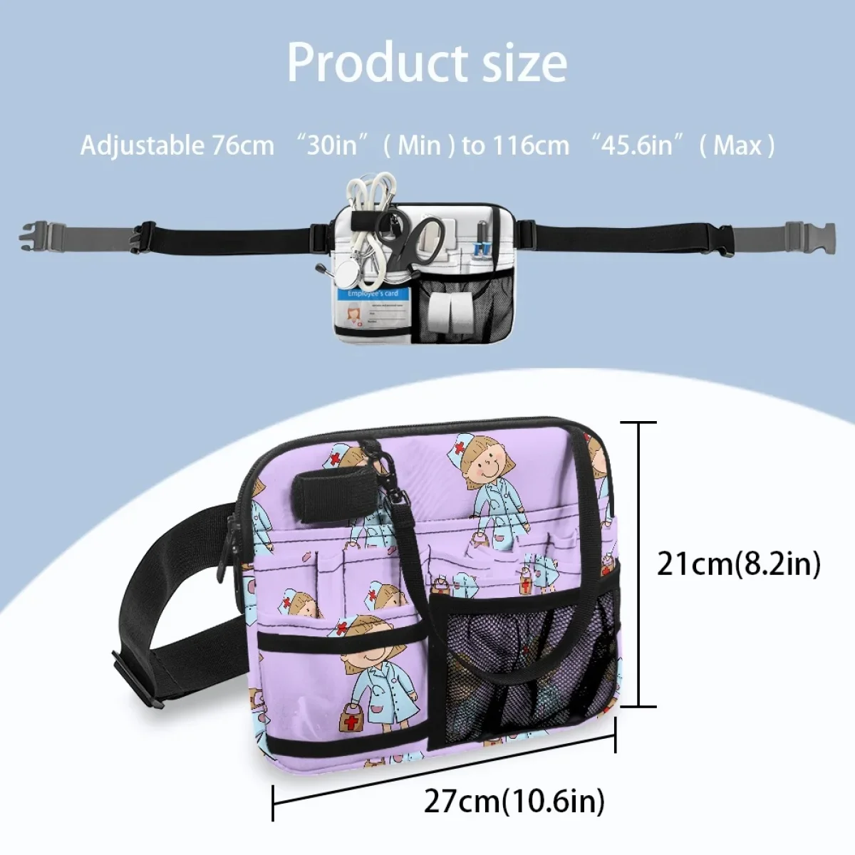 Desenhos animados enfermeira Fanny Pack, Médico, Portátil, Prático Saco de Cintura, Estetoscópio de Medicina, Bandagem, Pen Storage Sac, Feminino