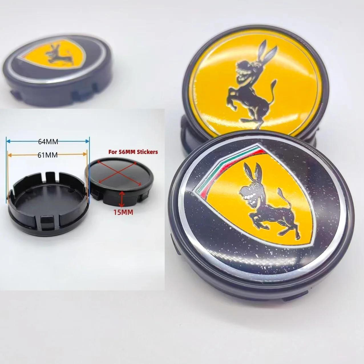 

4pcs High Quality 64mm Car Wheel Hub Cover Center Caps for 56mm Donkey Logo Racing Styling Badge Emblem Accessories