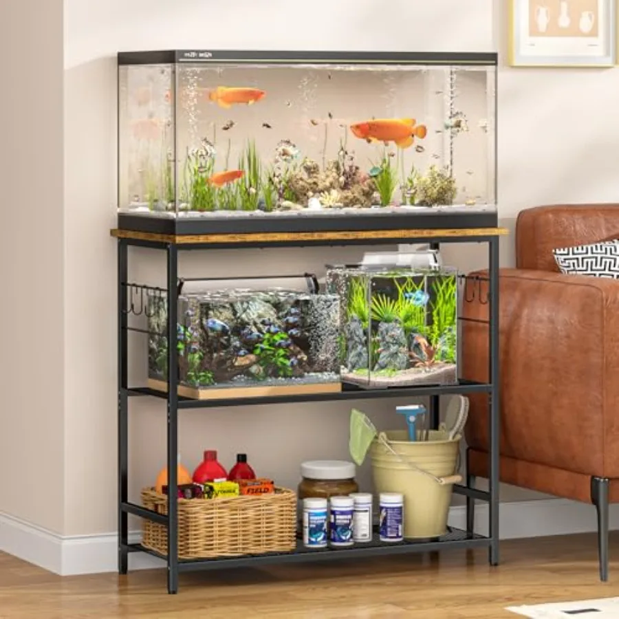 

【Spot goods】20 Gallon Fish Tank Stand 3 Tier Aquarium Stand with Adjustable Shelf 33.11" L* 15.75" W Tabletop Heavy Duty Terrar