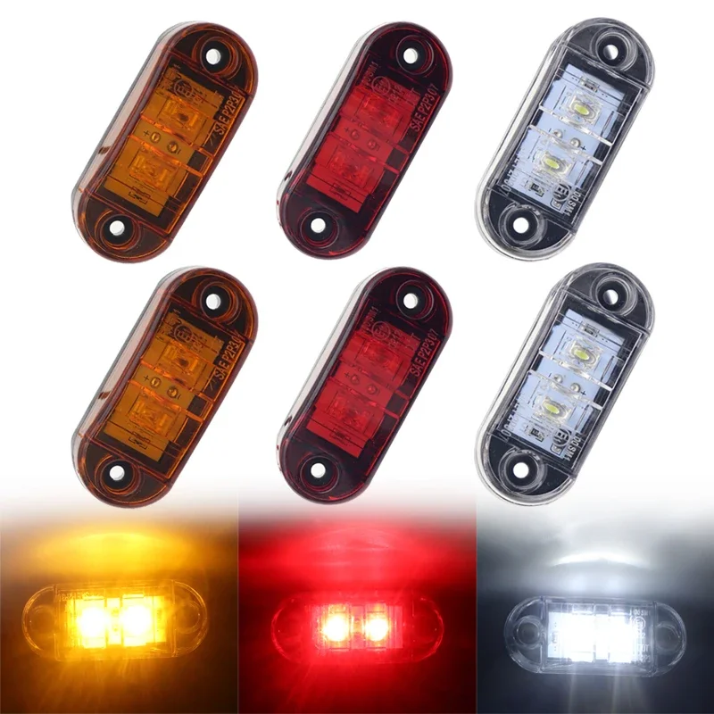 2pcs 12v 24v Led Side Marker Lights for Trailer Trucks Caravan Side Clearance Marker Light Lamp Led Lorry Amber Red White 9-30V