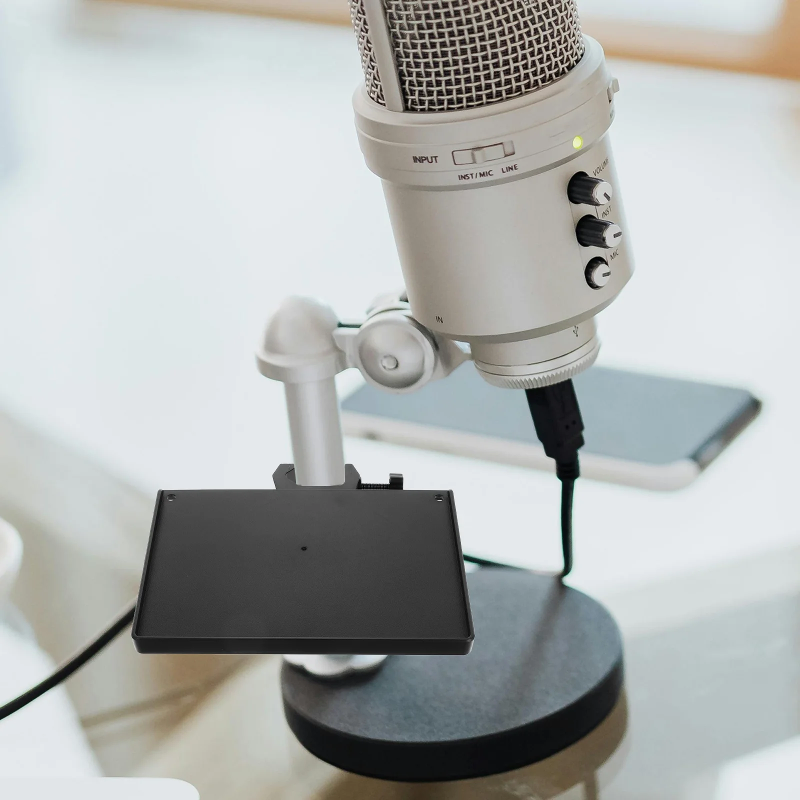 

Adjustable Sound Card Tray Mic Desktop Plastic Audio Compact Music Stand Accessory Microphone Holder Trays For Small Spaces Live