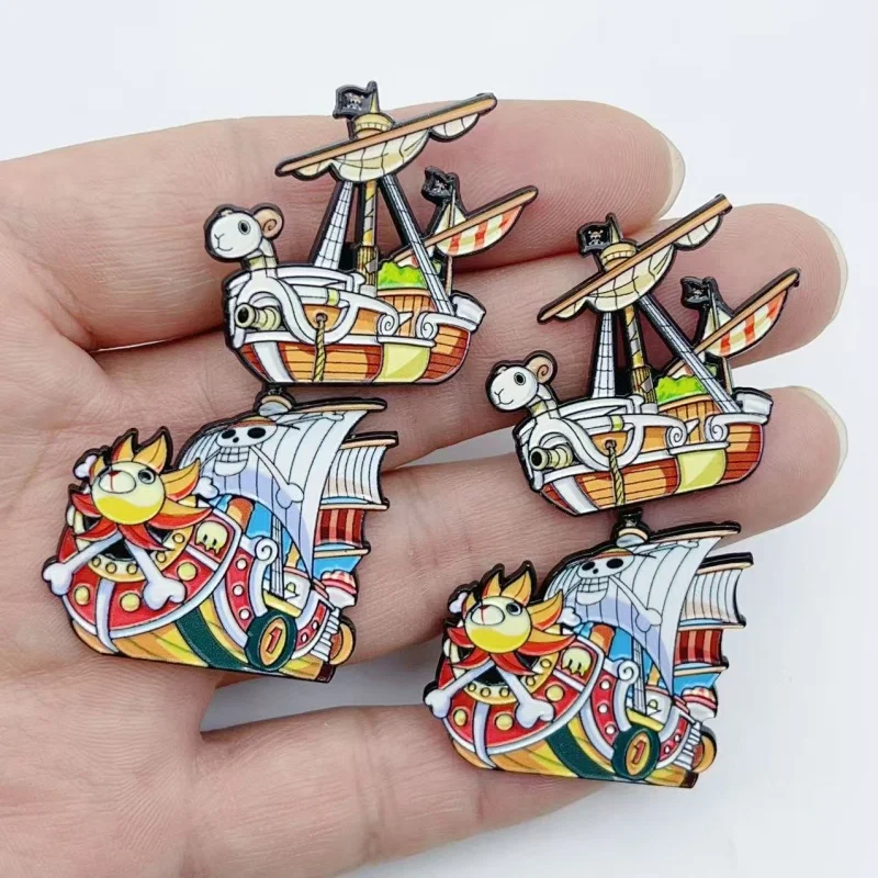 4Pcs Cute Cartoon Sailing Ship Enamel Brooch Set Colorful Pirate Vessel Lapel Pins Metal Badges for Bag Clothes Decoration