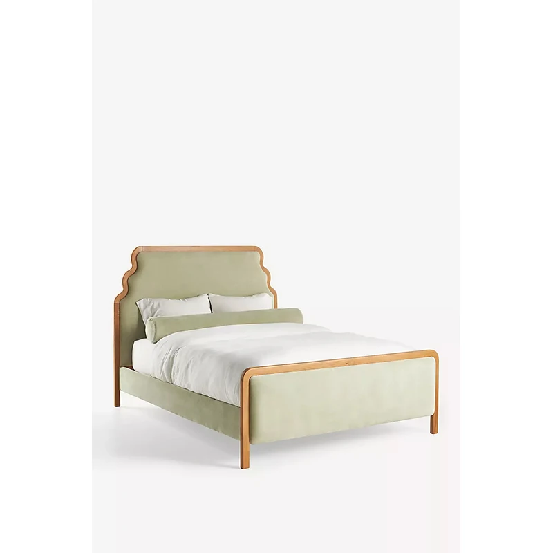 Handgefertigtes Französisches Antik-Holzgestell Luxuriöses King-Queen-Size Schlafzimmer-Set Möbel Samtbett