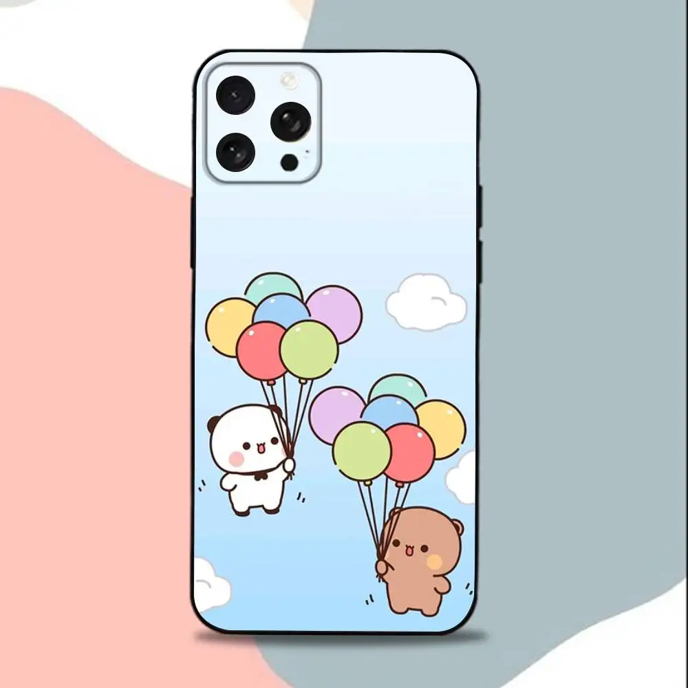 Casing HP C-Cartoon BUBU Lucu DUDU-es Untuk iPhone 15,13,16,12,11,17,14,Plus,Pro,Max,XS,XR,X,SE,Mini, Bahan Silikon Lembut Warna Hitam