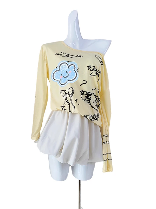 

Женский комплект из двух предметов с высокой талией и цветочным принтом, лето 2023, защита от солнца, длинный све, круглый, Ne Suite, повседневная модная одежда