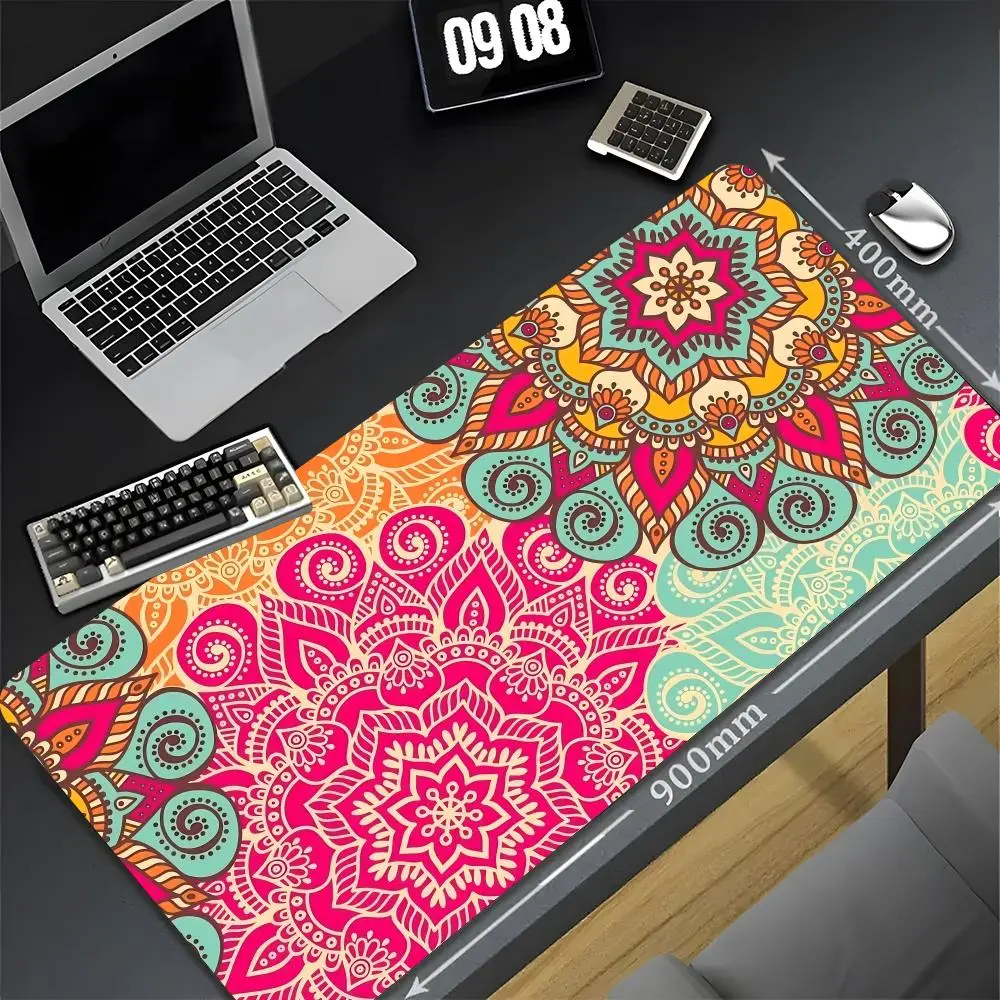 

Коврик для мыши Mandala Chakra 90x40 см, настольный коврик Xxl, ПК, геймер, игровой компьютер, офисный коврик для мыши, клавиатура