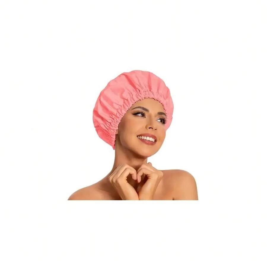 

Reusable Shower Cap For Women, Large Waterproof Shower Essentials Bonnet Washable Elastic Band Bath Hair Wrap Hat For Long Hair