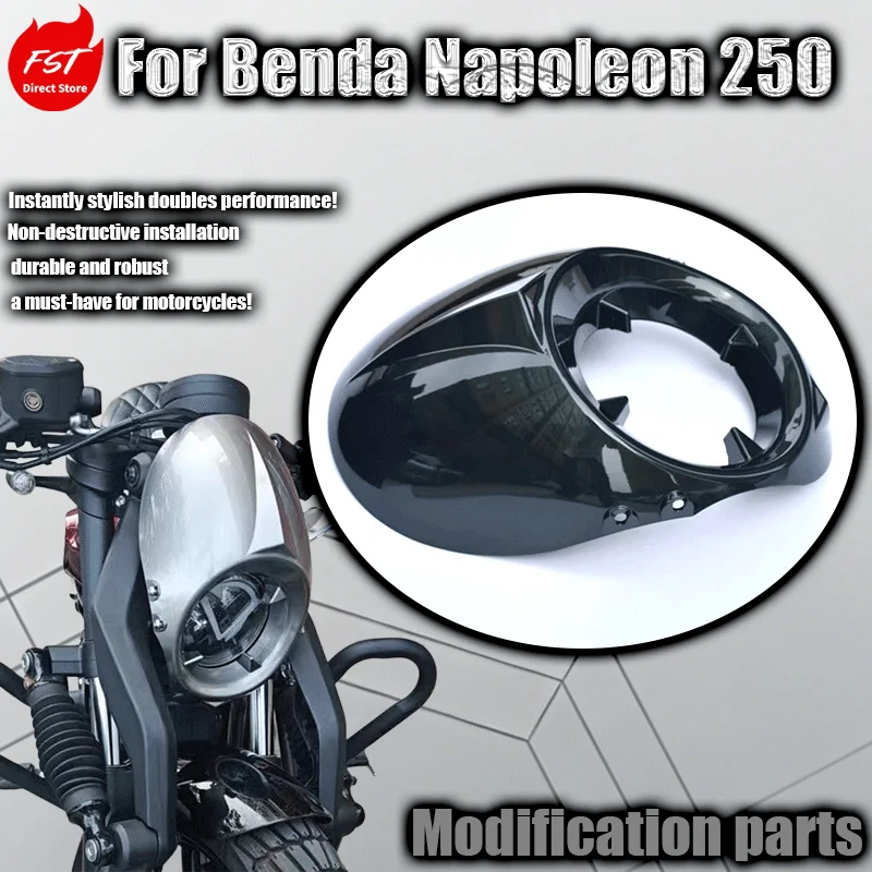 Modified Front Windshield & Cowl for Benda Napoleon 250, Non-destructive Installation, Flow Deflection Decoration, ABS Material