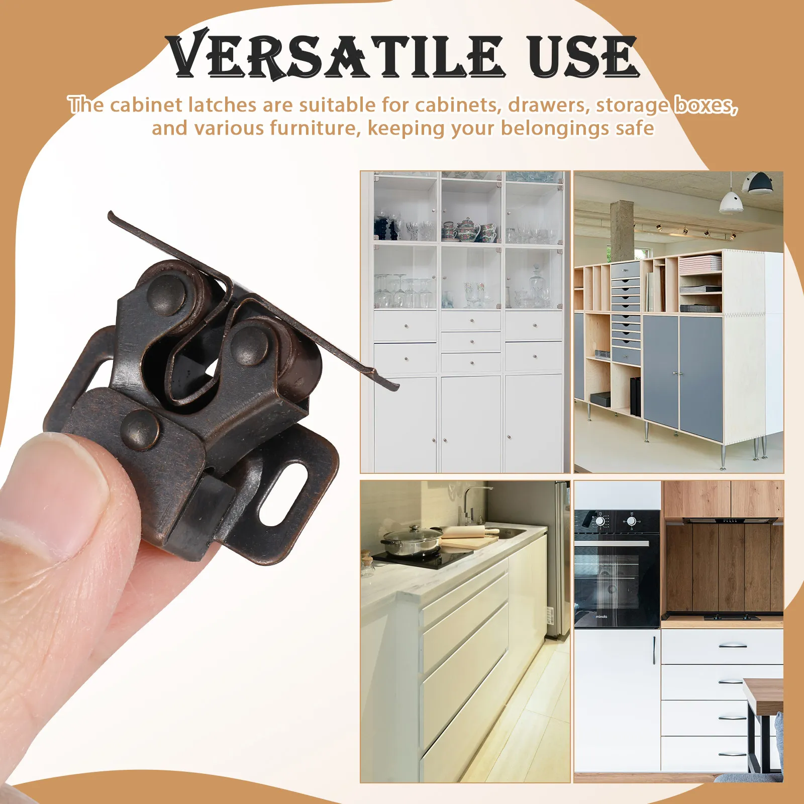 8Sets Latch Door Cabinet Replacement For Rv Cabinets Woodworkers Double Roller Catch Locks Heavy Duty Hardware