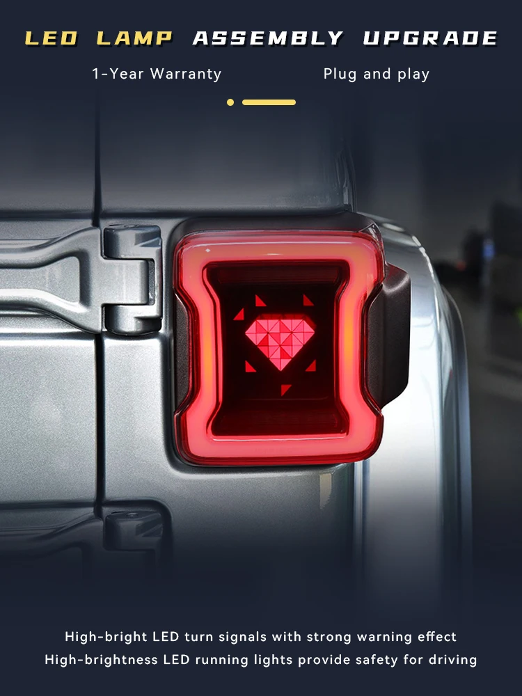 قطع غيار السيارات لسيارة جيب رانجلر JK 2018-2020 الضوء الخلفي ترقية ضوء النهار LED DRL مصابيح خلفية للسيارات ملحقات المركبات أدوات ضوء النهار