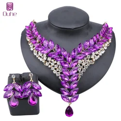 Women's Wedding Bridal Bridesmaid Rhinestone Crystal Statement Necklace Earrings Party Costume Jewelry Set