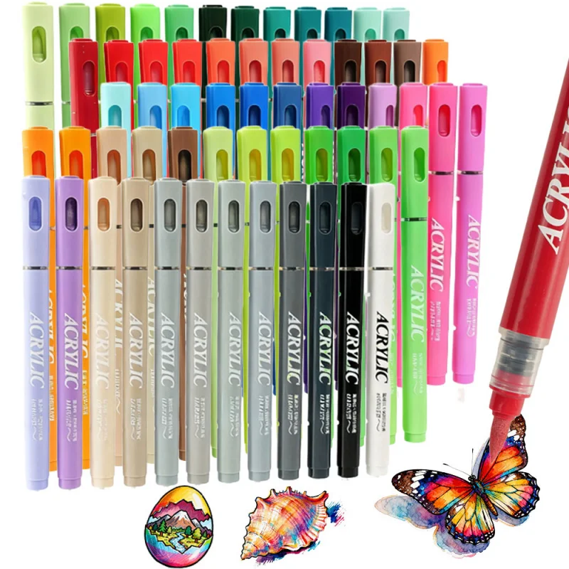 

Набор акриловых маркеров с жидкими чернилами, 24/36/60 цветов, с мягкими кистевыми наконечниками, для школы, рисования, подарочный набор, художественные принадлежности, для керамики и дерева