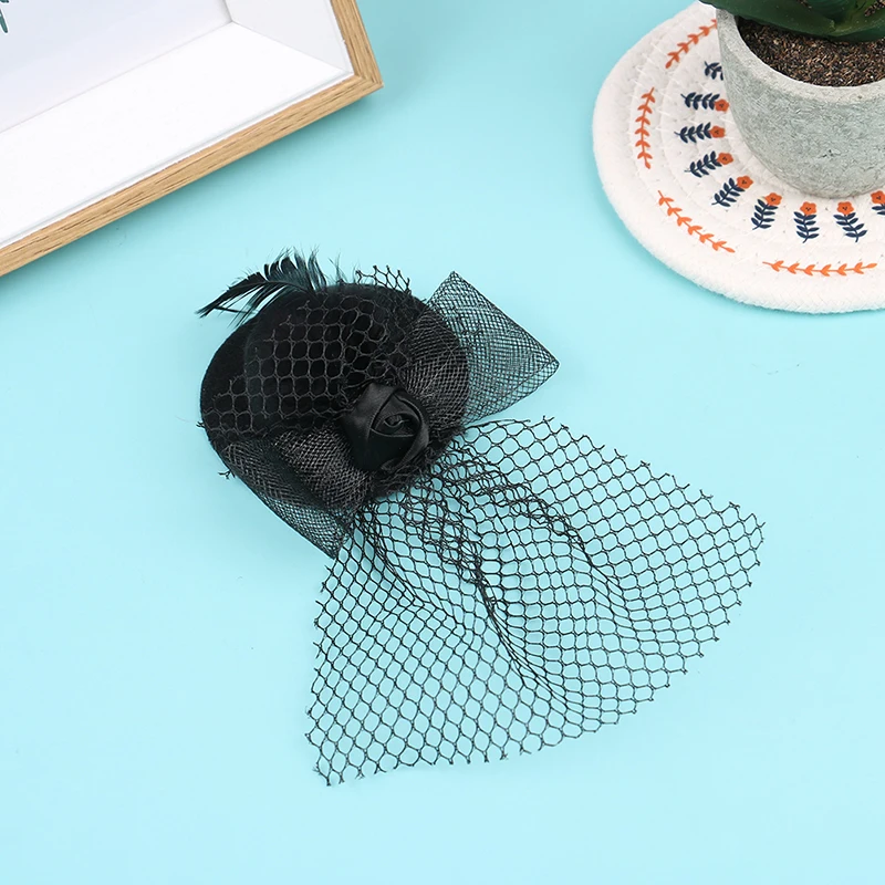 7CM in Diamater Mesh Hat Doll Model 1:6 Dollhouse Miniature Simulation Black Mesh Hat Model DIY Kid Toy Accessories Cloth 1 PC