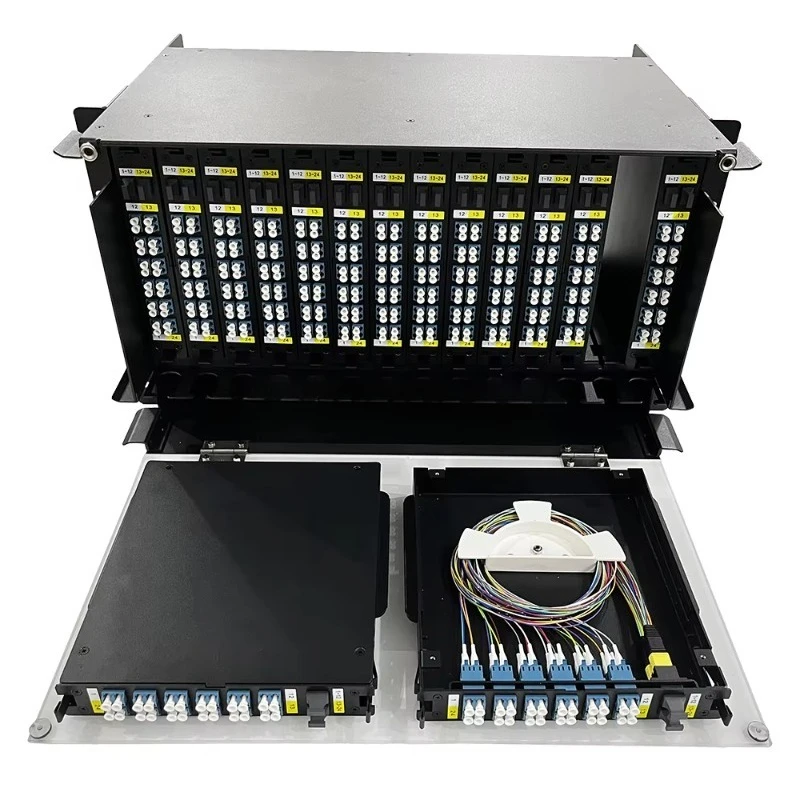 

6U 24 48 72 96 144 336 Core MTP MPO Fiber Optic Patch Panel ODF With 14pcs OM3 MPO to LC Cassettes for Data Center