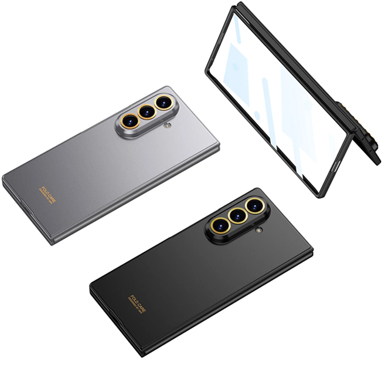 Luksusowe, ultracienkie etui na telefon Samsung Galaxy Z Fold7 Fold 6 z matową, twardą powłoką PC, odporną na wstrząsy, z zewnętrzną folią ochronną na ekran ze szkła. — zdjęcie produktu 6