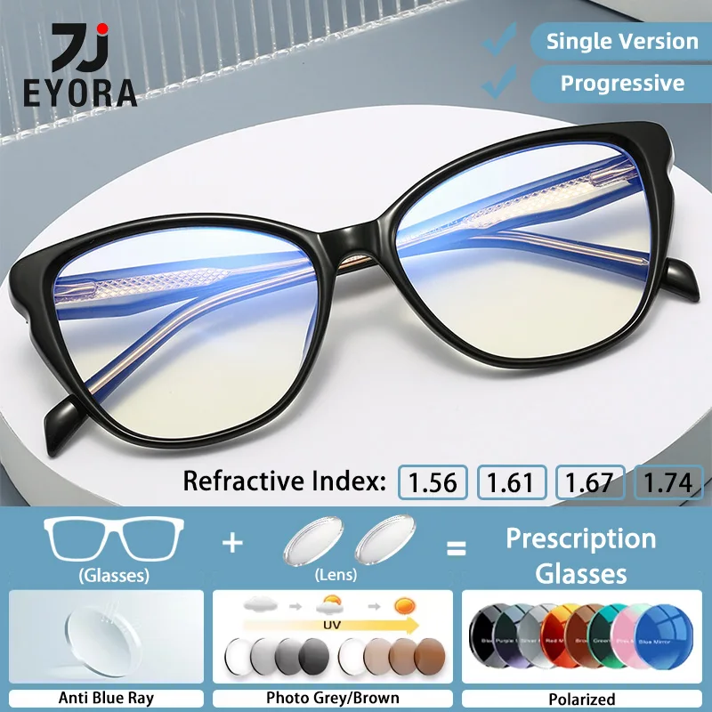 

EYORA Trendy Butterfly-framed TR90 Reading glasses Myopia Eyewear Hyperopia Anti Blue Ray Progressive Photochromic Eyewear Lens