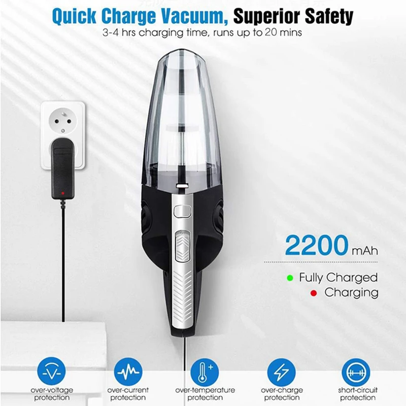 1 Set Handheld Vacuum Powerful Cyclone Suction Vacuum Portable Rechargeable Vacuum Cleaner Quick Charge For Home Pet Hair