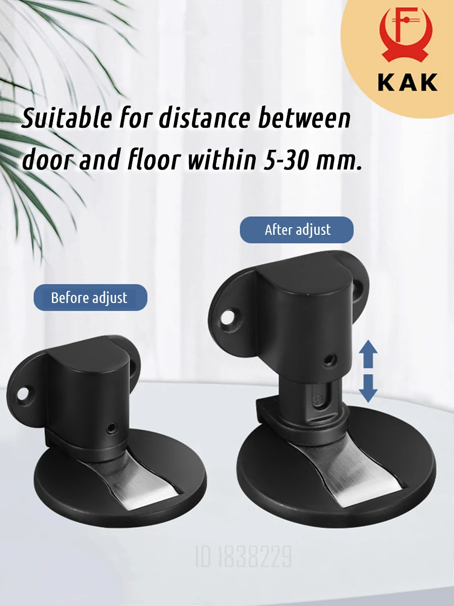 KAK 2 قطعة قابل للتعديل توقف الباب لكمة خالية المغناطيسي المضادة للتصادم الباب سدادة غير مرئية الطابق الباب وقف جدار حماية الأجهزة #5