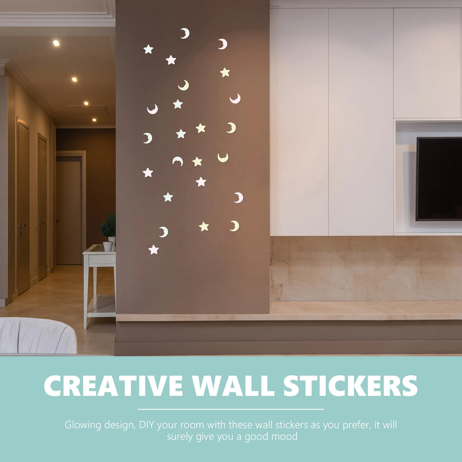 

200pcs Luminous Glow Wall Creative Star Moon Decals for Bedroom Room Decoration Glowing Stars Art Home